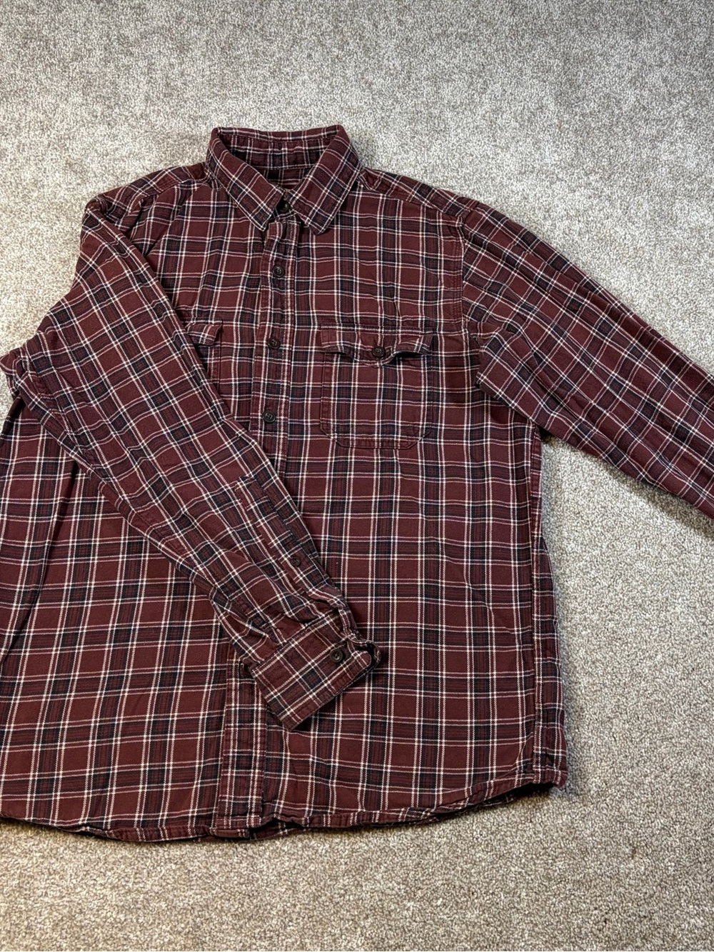 RedHead Men's Burgundy Plaid Button Down Shirt